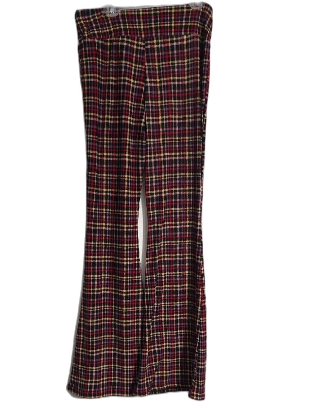 No Boundaries Plaid Flare Leggings in Red, Yellow, Black - Picture 4 of 5